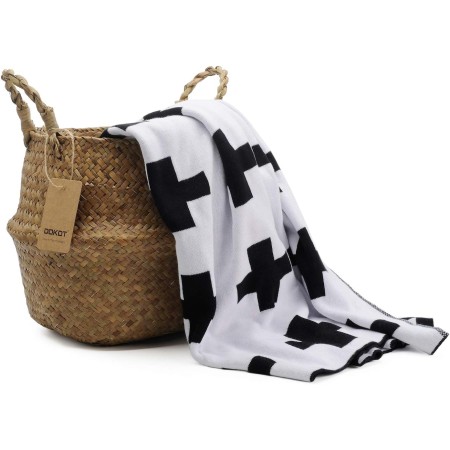DOKOT Natural Seagrass Mimbre Cesta de Cesteria, Cestos para la Colada con Asa, Cesta Plegable para el Vientre Maceta,