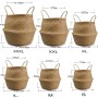 DOKOT Natural Seagrass Mimbre Cesta de Cesteria, Cestos para la Colada con Asa, Cesta Plegable para el Vientre Maceta,