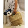 DOKOT Natural Seagrass Mimbre Cesta de Cesteria, Cestos para la Colada con Asa, Cesta Plegable para el Vientre Maceta,