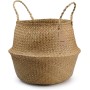 DOKOT Natural Seagrass Mimbre Cesta de Cesteria, Cestos para la Colada con Asa, Cesta Plegable para el Vientre Maceta,