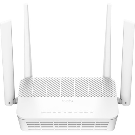 Cudy AX3000 2,5G Doble Banda WiFi 6 Mesh Router, 2,5G WAN, 4 Puertos Gigabit RJ45, 4 Antenas De 5dBi, MU-MIMO, OpenVPN,