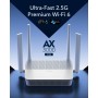 Cudy AX3000 2,5G Doble Banda WiFi 6 Mesh Router, 2,5G WAN, 4 Puertos Gigabit RJ45, 4 Antenas De 5dBi, MU-MIMO, OpenVPN,