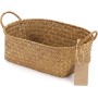Seagrass Cestas de Almacenamiento con Asas Cestos Mimbre Decoración de Ratán Natural Oval 3 Piezas (Grande + Mediano + Pequeño)