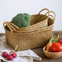Seagrass Cestas de Almacenamiento con Asas Cestos Mimbre Decoración de Ratán Natural Oval 3 Piezas (Grande + Mediano + Pequeño)
