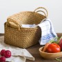 Seagrass Cestas de Almacenamiento con Asas Cestos Mimbre Decoración de Ratán Natural Oval 3 Piezas (Grande + Mediano + Pequeño)