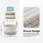 Rieeyrslza Cesta de Cuerda de Algodón D40 x H25 CM Plegable Cestas de Lavandería Tejidas 32L Cesta de la Manta Cestos Almacenaje