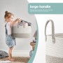 Rieeyrslza Cesta de Cuerda de Algodón D40 x H25 CM Plegable Cestas de Lavandería Tejidas 32L Cesta de la Manta Cestos Almacenaje