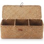 Cestos Almacenaje Seagrass con Tapa Caja Mimbre Rectangular con Compartimentos Decorativas para Organizar Juguetes de Papel