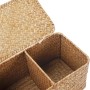 Cestos Almacenaje Seagrass con Tapa Caja Mimbre Rectangular con Compartimentos Decorativas para Organizar Juguetes de Papel