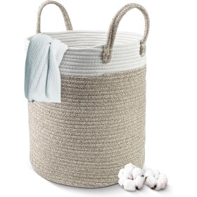 Tekenewbse Cesto Ropa Sucia, 38L Cesta Plegable Colada Asa, 35 × 40 cm Trenzado Algodón Almacenaje, Cestas Grandes Decorativas
