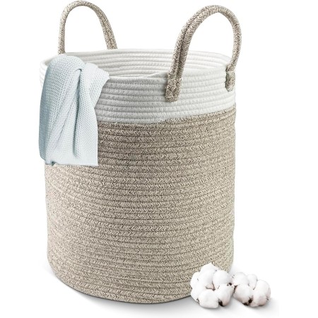 Tekenewbse Cesto Ropa Sucia, 38L Cesta Plegable Colada Asa, 35 × 40 cm Trenzado Algodón Almacenaje, Cestas Grandes Decorativas