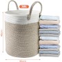 Tekenewbse Cesto Ropa Sucia, 38L Cesta Plegable Colada Asa, 35 × 40 cm Trenzado Algodón Almacenaje, Cestas Grandes Decorativas