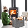 HONGTAISHENG Cesta de fieltro XL Cesta de leña Plegable Bolsa de fieltro como cesta de la compra, madera, periódico o leña (Gris