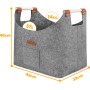 HONGTAISHENG Cesta de fieltro XL Cesta de leña Plegable Bolsa de fieltro como cesta de la compra, madera, periódico o leña (Gris