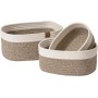 Cestas almacenaje de algodón tejido con cuerda, juego de cajas, baño, organizadoras Cocina y Dormitorio, bebe, Blanco y marrón