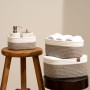 Cestas almacenaje de algodón tejido con cuerda, juego de cajas, baño, organizadoras Cocina y Dormitorio, bebe, Blanco y marrón