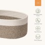 Cestas almacenaje de algodón tejido con cuerda, juego de cajas, baño, organizadoras Cocina y Dormitorio, bebe, Blanco y marrón