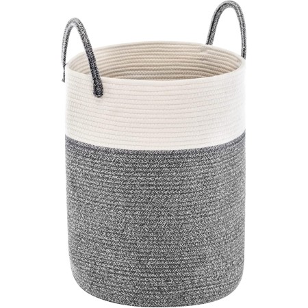 YOUDENOVA Cesto Ropa Sucia de Algodón Cesta Plegable Cesta almacenaje de Cuerda Tejida con asa 58L Gris