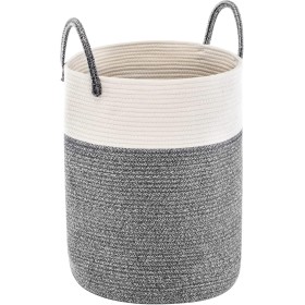 YOUDENOVA Cesto Ropa Sucia de Algodón Cesta Plegable Cesta almacenaje de Cuerda Tejida con asa 58L Gris Oscuro