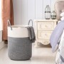 YOUDENOVA Cesto Ropa Sucia de Algodón Cesta Plegable Cesta almacenaje de Cuerda Tejida con asa 58L Gris Oscuro