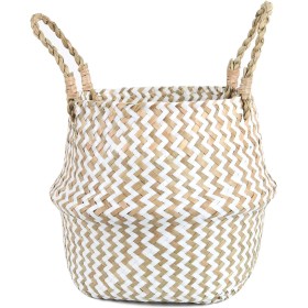 FEILANDUO Cesta de lavandería tejida de mimbre, para decoración del hogar, almacenamiento para, algas marinas tejidas a mano,