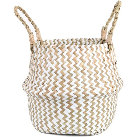 FEILANDUO Cesta de lavandería tejida de mimbre, para decoración del hogar, almacenamiento para, algas marinas tejidas a mano,