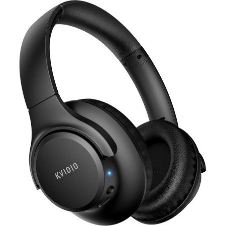 KVIDIO Auriculares Supraaurales Inalámbricos, 55 Horas de Reproducción Auriculares Bluetooth, Cascos Ligeros Plegables con