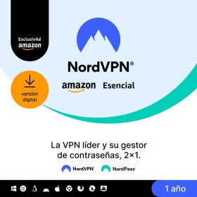 NordVPN Amazon Esencial, 10 dispositivos, 1 año, VPN y gestor de contraseñas, código