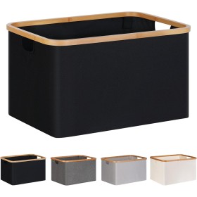 efluky Cesto Ropa Sucia Plegable Portátil Cesta Colada Laundry Basket de Bambú, Cesta de Almacenamiento Versátil con Asas Para