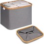 efluky Cesto Ropa Sucia Plegable Portátil Cesta Colada Laundry Basket de Bambú, Cesta de Almacenamiento Versátil con Asas Para