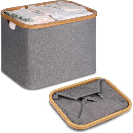 efluky Cesto Ropa Sucia Plegable Portátil Cesta Colada Laundry Basket de Bambú, Cesta de Almacenamiento Versátil con Asas Para
