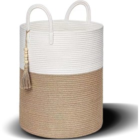 ZHYLUO Cesto Ropa Sucia Trenzado de Algodón, 58L Laundry Basket con Asa Cesto Ropa Sucia Tejida de Algodón, 38x50cm Cesta Cuerda