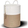 ZHYLUO Cesto Ropa Sucia Trenzado de Algodón, 58L Laundry Basket con Asa Cesto Ropa Sucia Tejida de Algodón, 38x50cm Cesta Cuerda