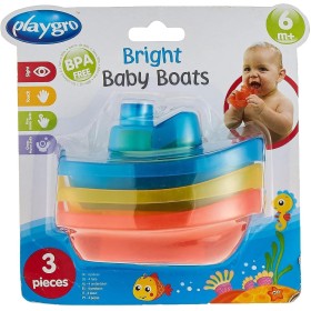 Playgro Barquitos Flotantes, 3 piezas, Sin BPA, Desde los 6 Meses, Bright Baby Boats, Azul/Rojo/Amarillo, 40146 (0183454)