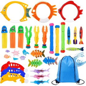 Conjunto de Juguetes de Entrenamiento de Buceo en Piscina, 38 Piezas, Juegos Acuáticos para Niños.