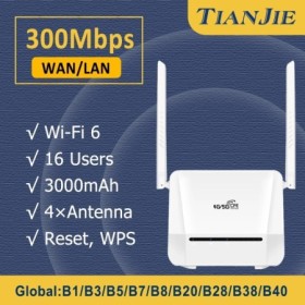 Enrutador interior TIANJIE R312 4G LTE, enrutador Wifi 6 con ranura pa