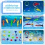 45 Piezas Juguetes de Buceo para Nadar bajo el Agua, Conjunto para Piscina Niños, Incluiye Aros de Buceo, Palos, y Juguetes