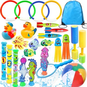 Juguetes de Buceo para Niños, Juguetes de Piscina para niños,Anillos de Buceo,Algas Marinas,Torpedos Bandidos,Pistolas de