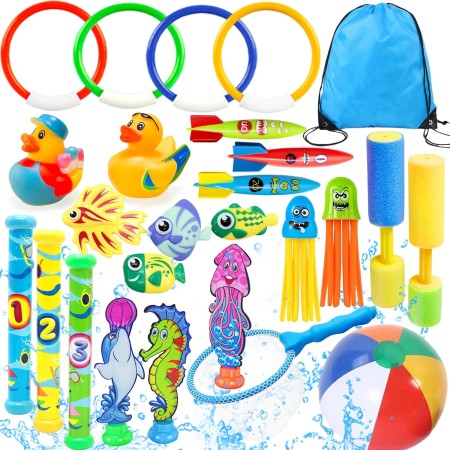 Juguetes de Buceo para Niños, Juguetes de Piscina para niños,Anillos de Buceo,Algas Marinas,Torpedos Bandidos,Pistolas de