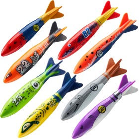 JOYIN 8 Piezas Torpedo Buceo Juguetes para Piscina Juguetes Niños Buceo Juguetes para Niños Submarino Juguetes Acuáticos Niños
