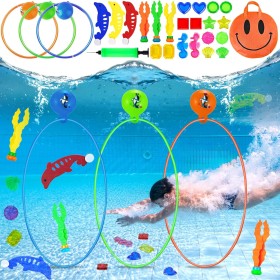 27 Piezas Juguetes de Buceo,Juegos Piscina para Niños,Juegos de Agua para Piscina para Incluir Anillos,Juegos Acuáticos Regalo