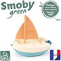 Smoby Barco Verde Multicolor con Vela y Rueda de Remo, a Partir de 12 Meses. Fabricado en Francia.