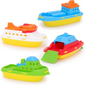 Toyland® Paquete de 4 Barcos de Juguete de Colores: Barcos de Carga, Cruceros, Pesca y Contenedores: Juguetes Acuáticos