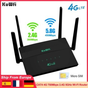 Enrutador KuWfi CAT4 4G 2,4G 5GHz 750Mbps enrutador inalámbrico Wi-Fi 