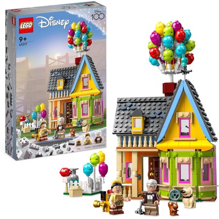 LEGO 43217 Disney y Pixar Casa de “Up”, Juguete con Globos, Mini Figuras de Carl, Russell y el Perrito Dug, Modelo