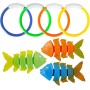 Juguetes para Nadar bajo el Agua, Juguete Acuático para Piscina​,Juguetes de Buceo,4PCS Anillos de Buceo 3PCS Pescados Salto