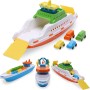 Toyland® 39cm (15") Ferry Colorido de con Rampas Móviles y 4 Minicoches - Juguete Acuático Flotante para Niños - Juguetes para