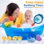 Juguetes de Baño, 7 Pcs Juguetes de Natación del Animales Flotante con Red de Pesca, Juguete de Goma Diversión para Piscina de