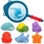 Juguetes de Baño, 7 Pcs Juguetes de Natación del Animales Flotante con Red de Pesca, Juguete de Goma Diversión para Piscina de