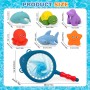 Juguetes de Baño, 7 Pcs Juguetes de Natación del Animales Flotante con Red de Pesca, Juguete de Goma Diversión para Piscina de